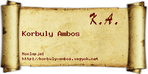 Korbuly Ambos névjegykártya